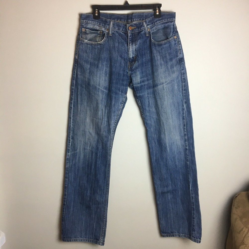 Levis Mens 34 x 32 Blue Denim Straight Leg Jeans